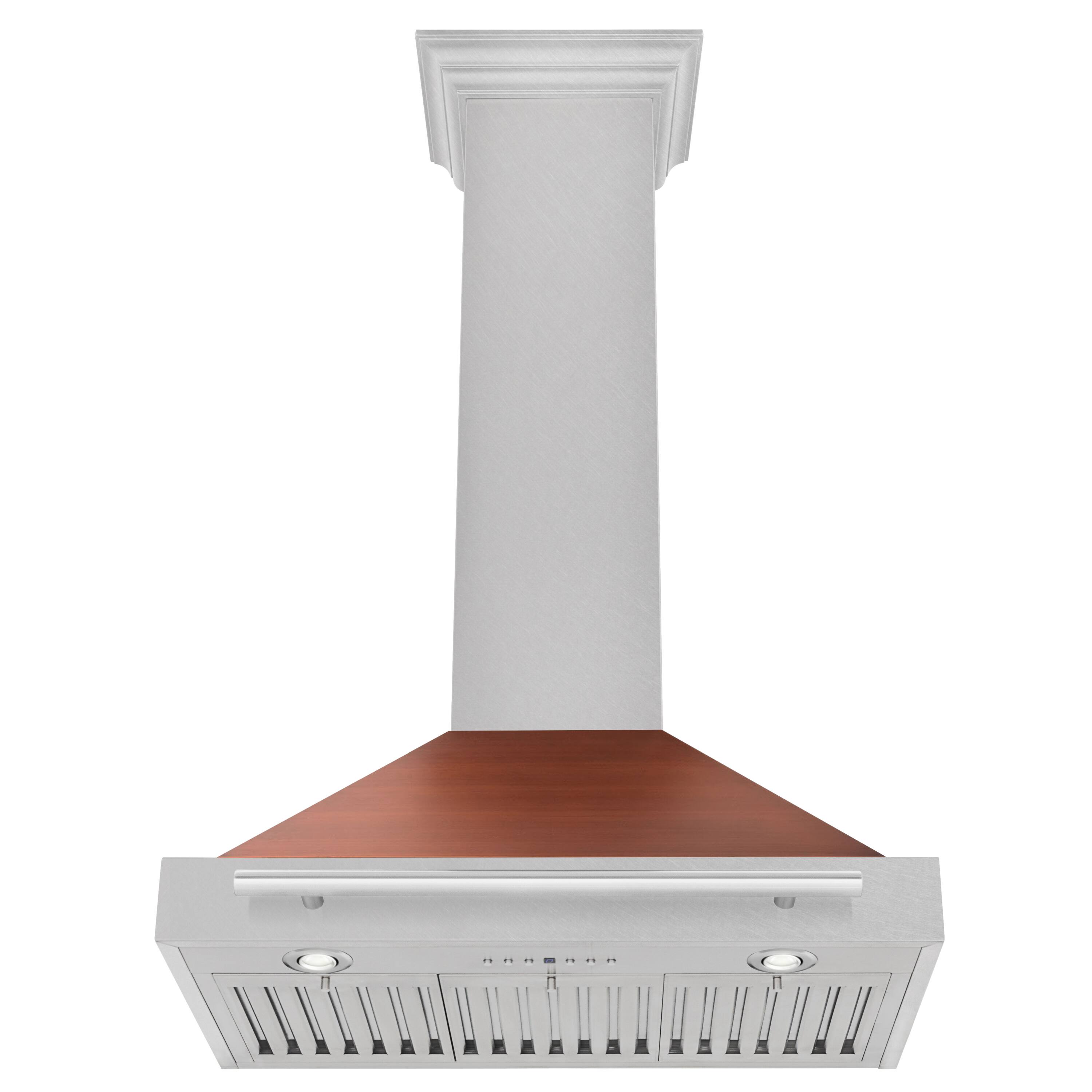 Alt View 11. ZLINE - ZLINE 30 in. Convertible Satin Steel Wall Mount Range Hood with Copper Shell and Steel Handle - Stainless Steel.