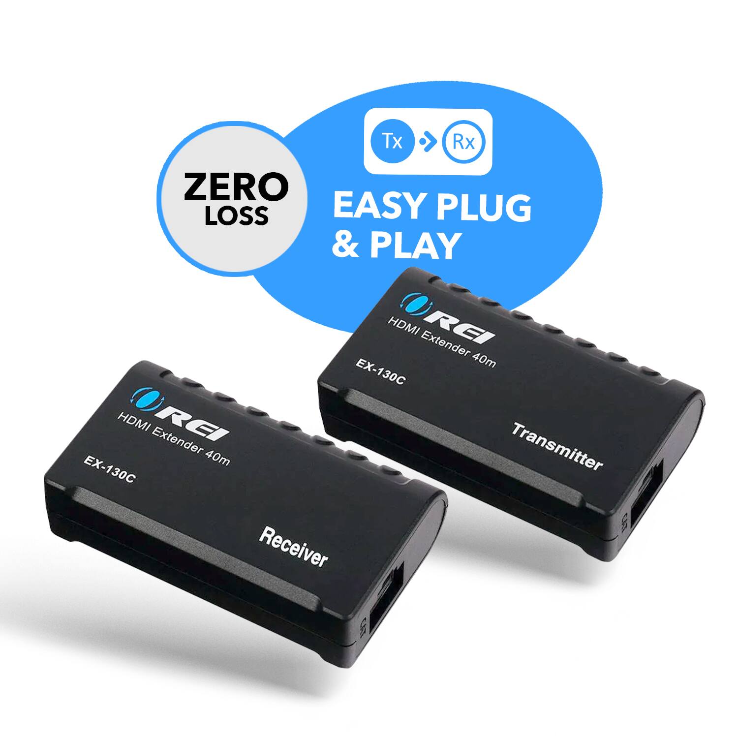 Tx Rx ZERO LOSS EASY PLUG & PLAY HDMI REI Extender 40m EX-130C HDMI REI Extender Transmitter 40m EX-130C Receiver