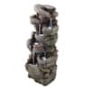 Front. VEVOR - Outdoor Water Fountain, 38.98 in Tall, 7-Tier Rock-Inspired Cascading Design with LED Light and Pump, Ideal for Gardens - Stone Gray.
