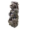 VEVOR - Outdoor Water Fountain, 38.98 in Tall, 7-Tier Rock-Inspired Cascading Design with LED Light and Pump, Ideal for Gardens - Stone Gray