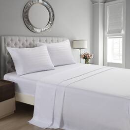 MarCielo - 4-Pieces Soft Striped Bed Sheets with 18 inches Deep Pocket - White