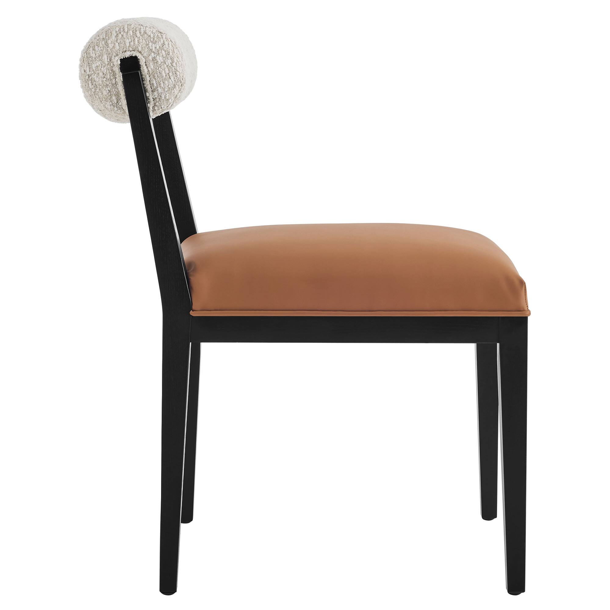 Back. Modway - Kai Boucle and Vegan Leather Dining Chair by Modway - Black.