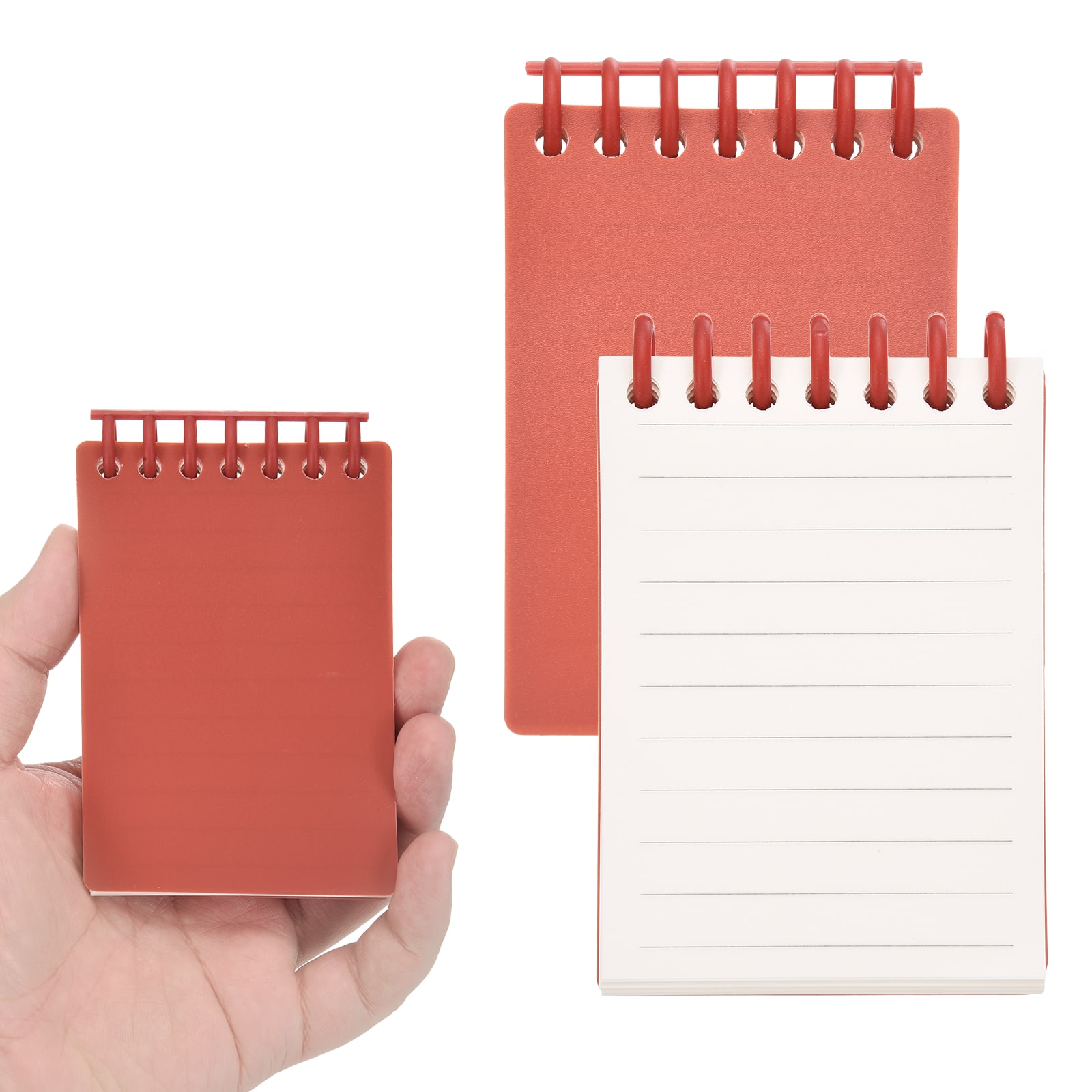 Unique Bargains - 2pcs 3x5 Inch Aesthetic Pocket Notebooks, Plastic Ring Spiral Lined Portable Flip Notes 80 Sheets/160 Pages Office - Red price history on PriceWatchPro