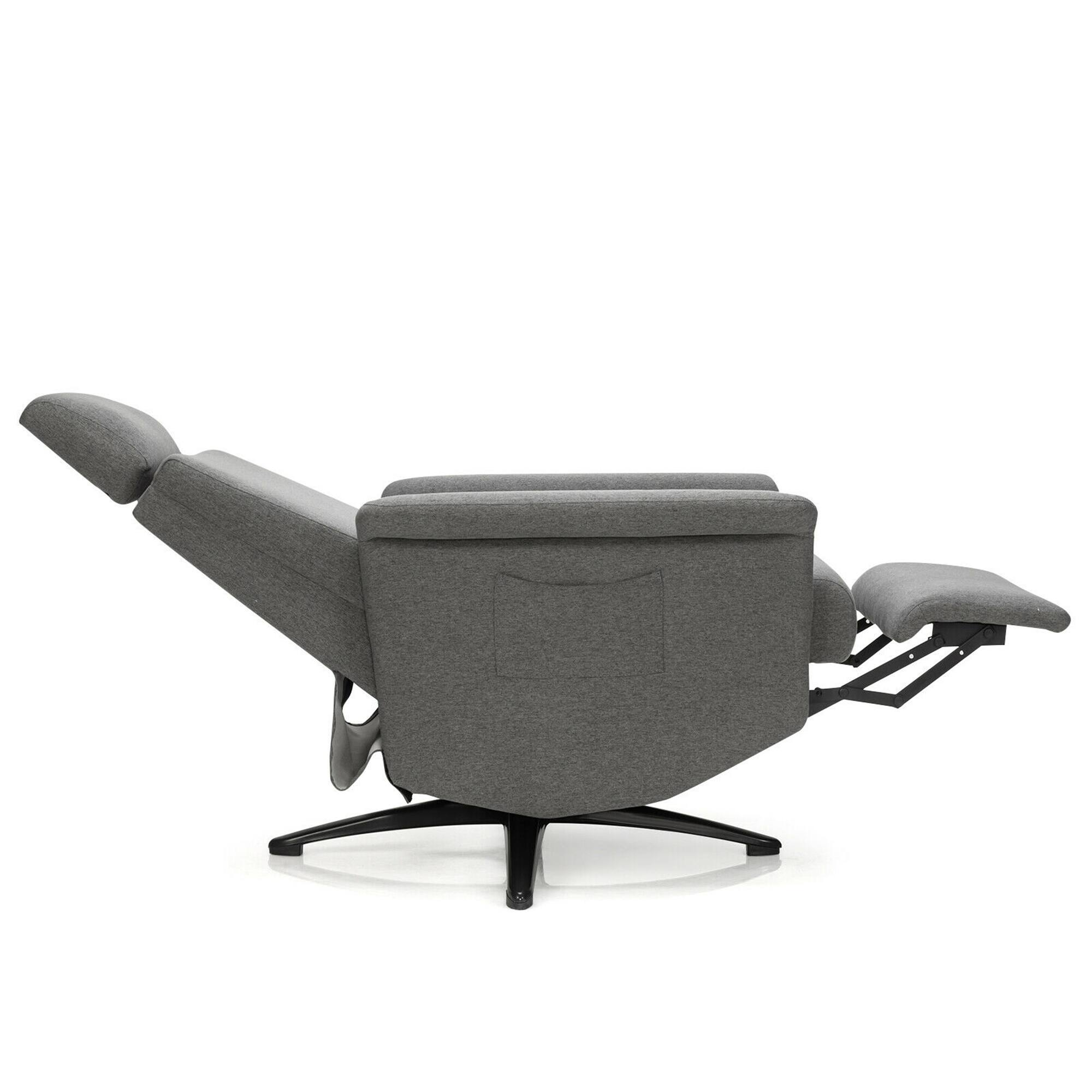 Alt View 3. Gymax - Gymax Massage Recliner Chair Swivel Single Sofa Lounge w/Adjustable Headrest - Grey.