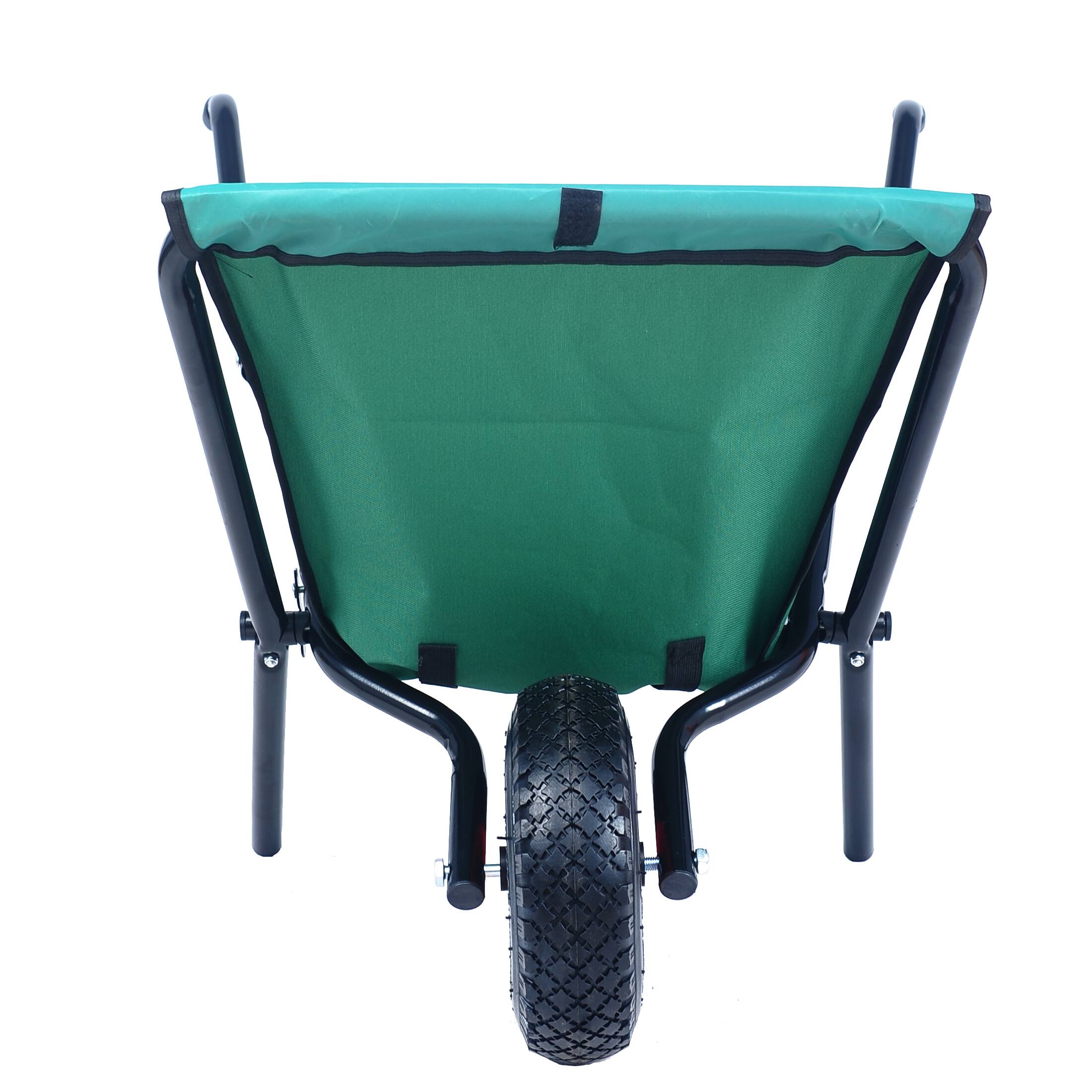 Alt View 2. COWLOWN - Collapsible 176 lb 2 Wheel Garden Wheelbarrow 10in Pneumatic Tire Green Oxford Cloth - Green.