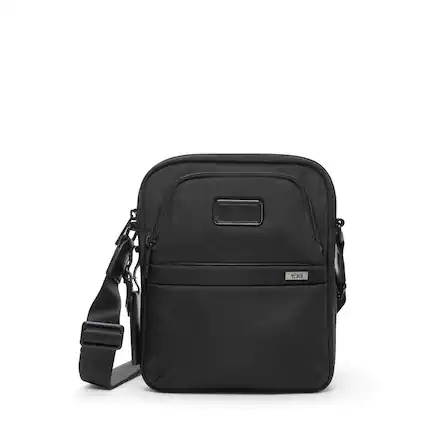 Front. TUMI - Alpha Medium Crossbody Bag - Black.