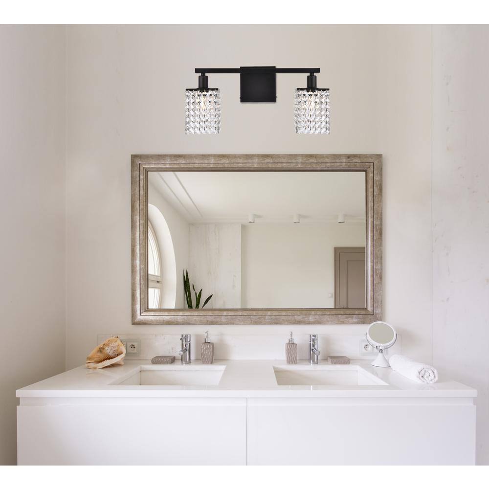 Living District - Phineas 2 lights bath sconce in black with clear crystals - Black And Clear price history on PriceWatchPro
