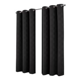 RT Designers Collection - Celeste Shimmer Jacquard Polyester Grommet 2 Pack Window Curtain Panel Set 36" x 84" - Black