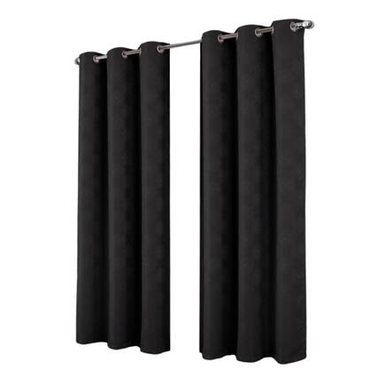 Front. RT Designers Collection - RT Designers Collection Celeste Shimmer Jacquard Polyester Grommet 2 Pack Window Curtain Panel Set 36" x 84" Black - Black.