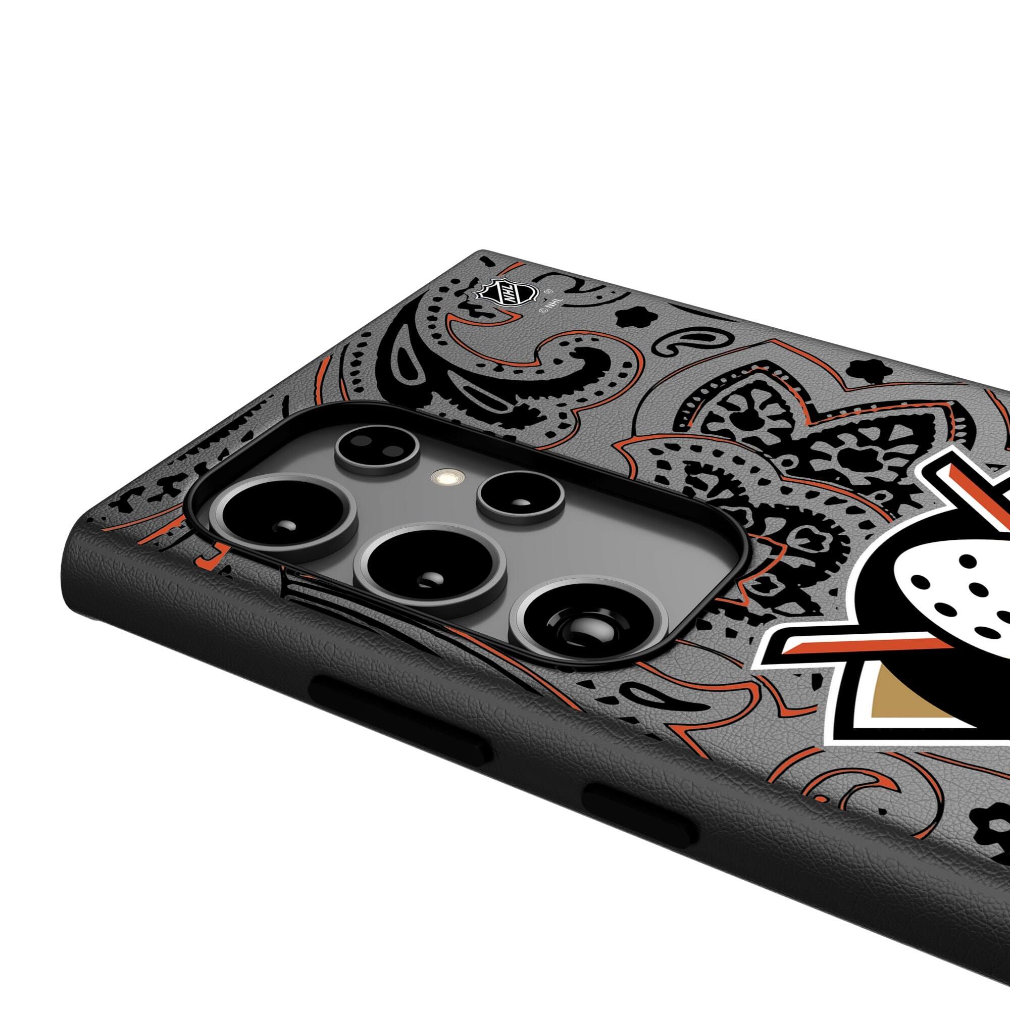 Alt View 3. Keyscaper - Anaheim Ducks Paisley Galaxy Magnetic Bump Case - S24 - Black.