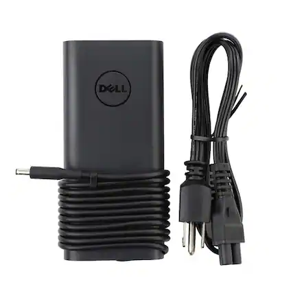 Front. Dell - 332-1829 130 Watts AC Adapter - Black - 120 - 230 Volts AC Input - 19.5 Volts DC / 6.67 Amps Output - Possibly Black.