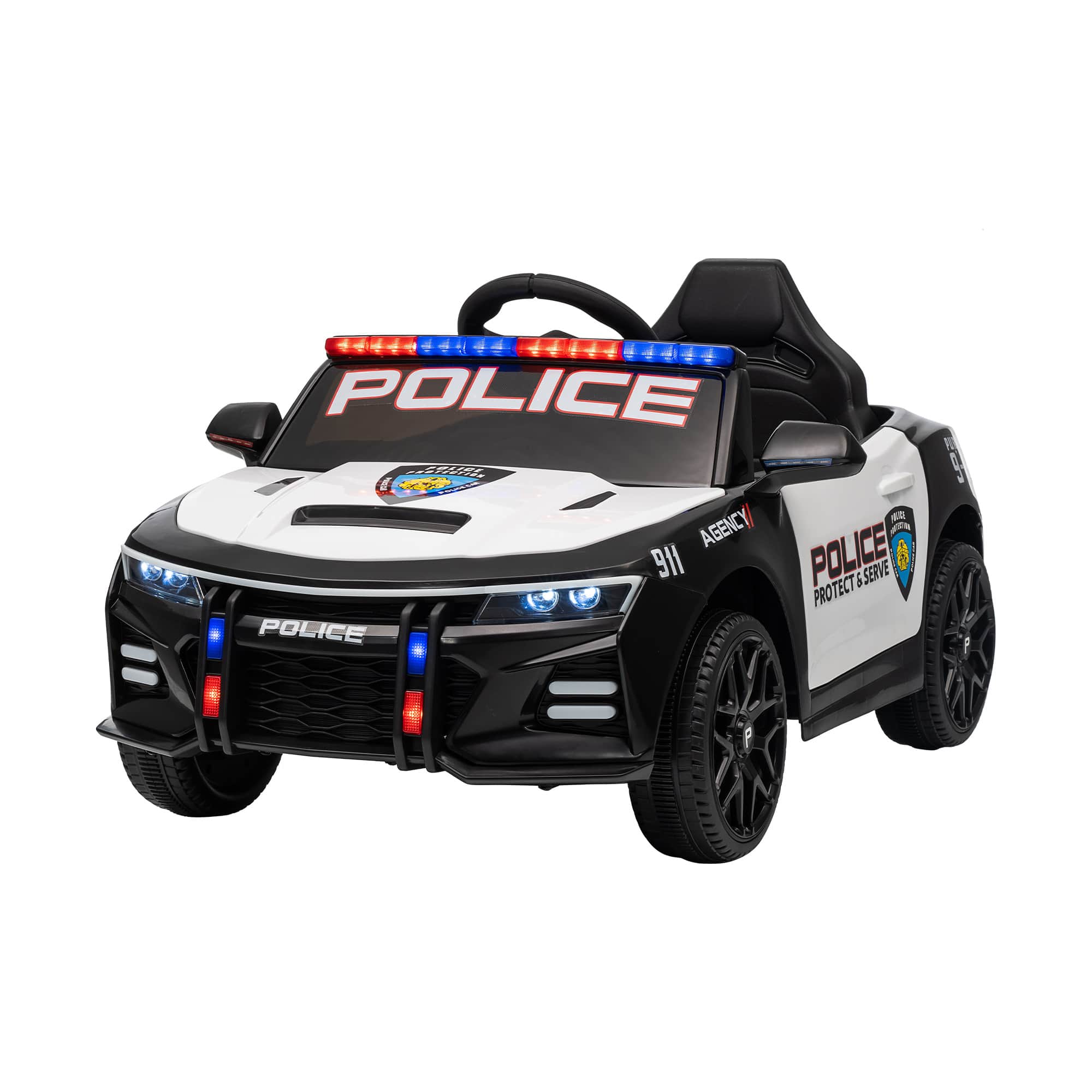 Maxxis Merch - 12V Remote Control Car Toy LED Siren MP3 Music Gift for Kids 3+ - POLICE