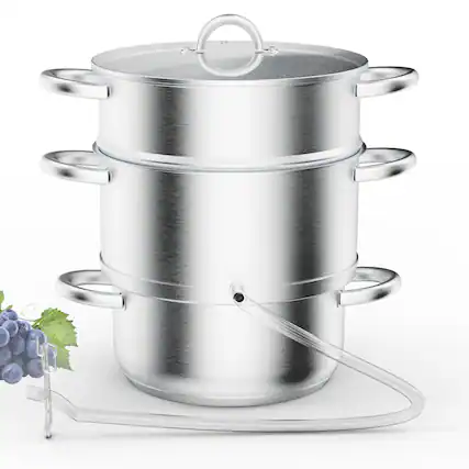 Front. Winado - 8.5 Quart Juice Steamer Stainless Steel with Tempered Glass Lid Clamp, Loop Handles for Soup, Juice & Steaming - Silver.