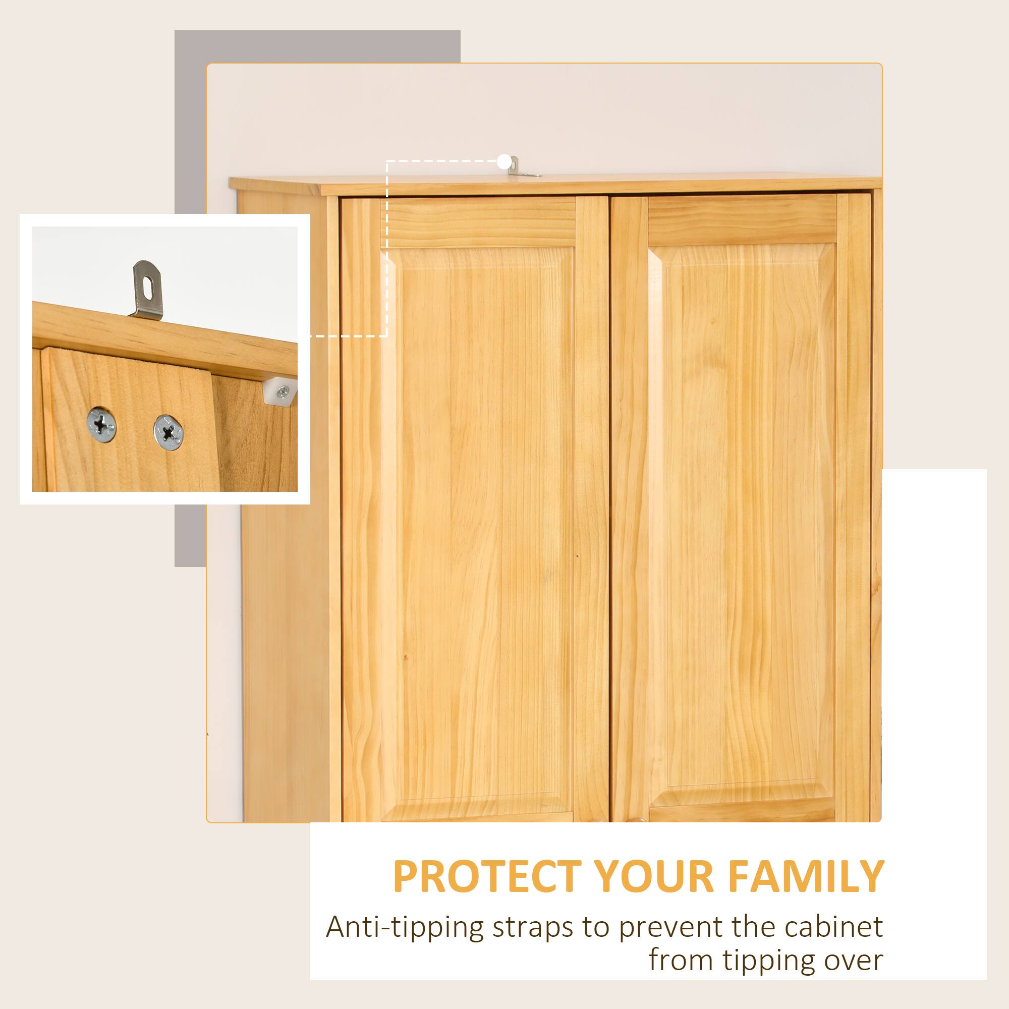 PROTECT YOUR FAMILY

Anti-tipping straps to prevent the cabinet from tipping over