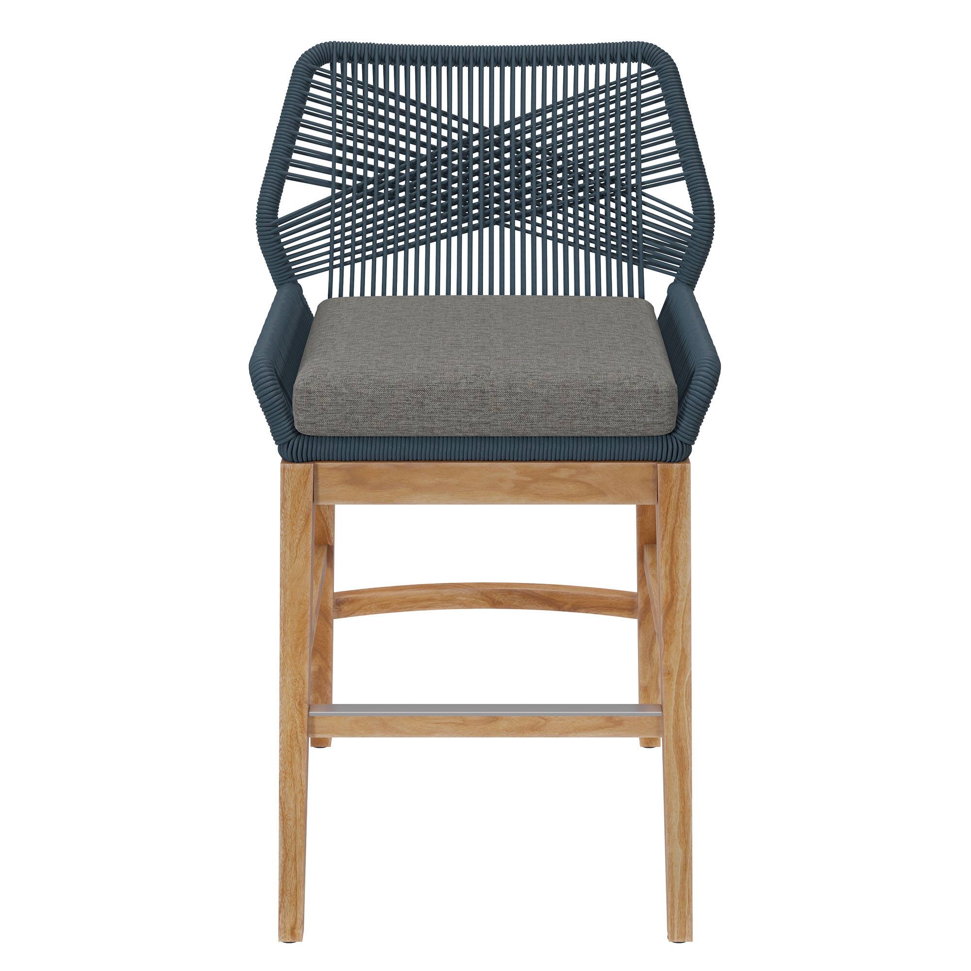 Alt View 4. Modway - Wellspring Outdoor Patio Teak and Rope Counter Stool by Modway - Blue Graphite.