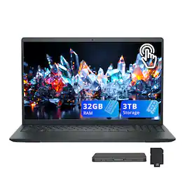 Dell - Inspiron 15.6" FHD Touchscreen Laptop,Ryzen 5 7530U,32GB RAM,2TB SSD+1TB Dock Set,Radeon Graphics,Win 11 - Black