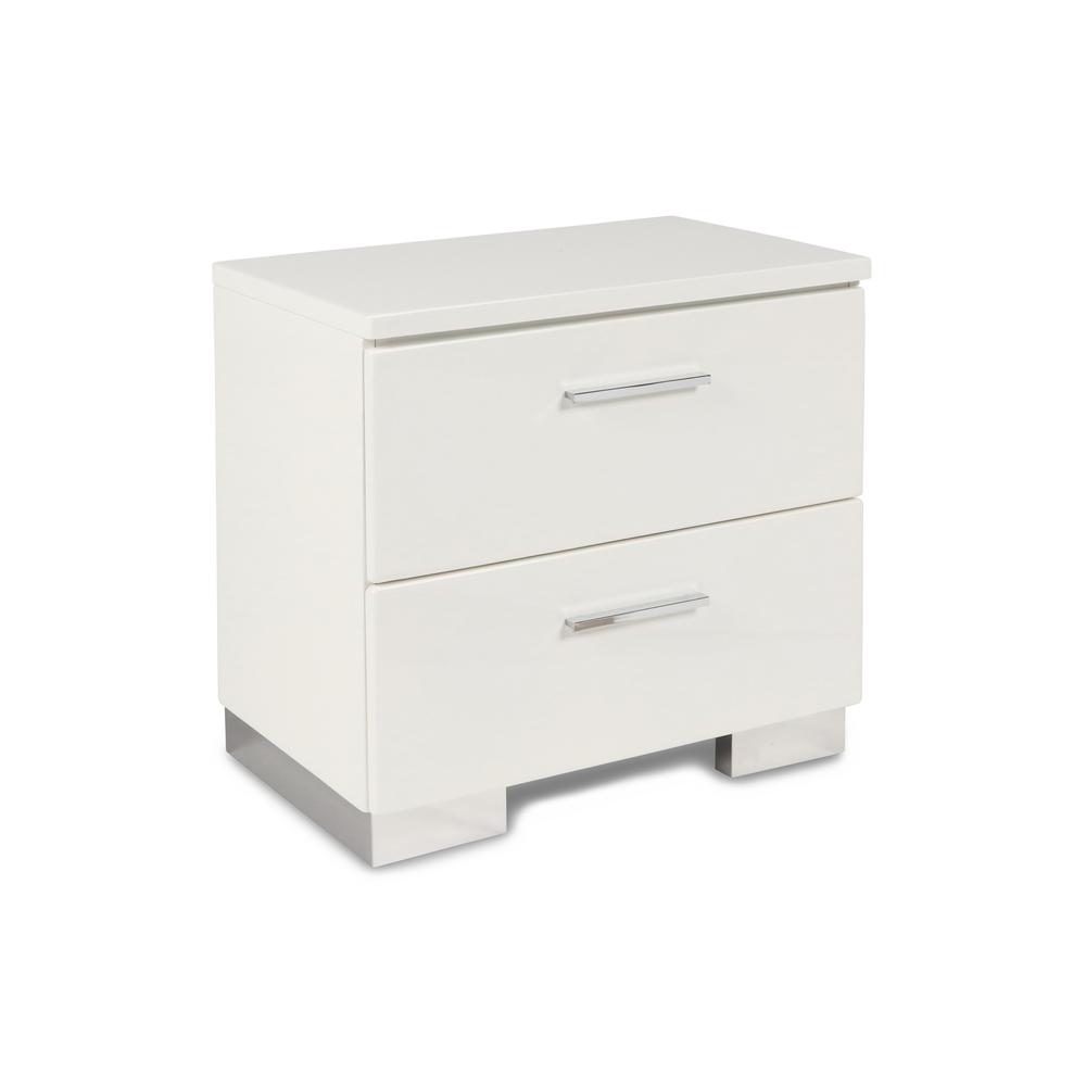 Alt View 3. New Classic Furniture - Furniture Sapphire Solid Wood 2-Drawer Nightstand in White - White.