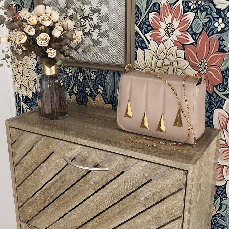 Rustic Flip Shoe Rack Famapy Shoe Cabinet Flip Down Racks Rustic Style Multi Tiered Storage ...