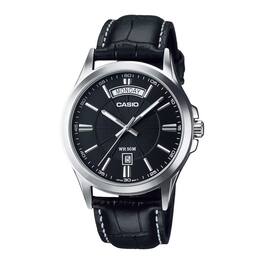 Casio - Men’s Dial Analog Watch with Leather Strap - MTP-1381L-1AVDF - Black