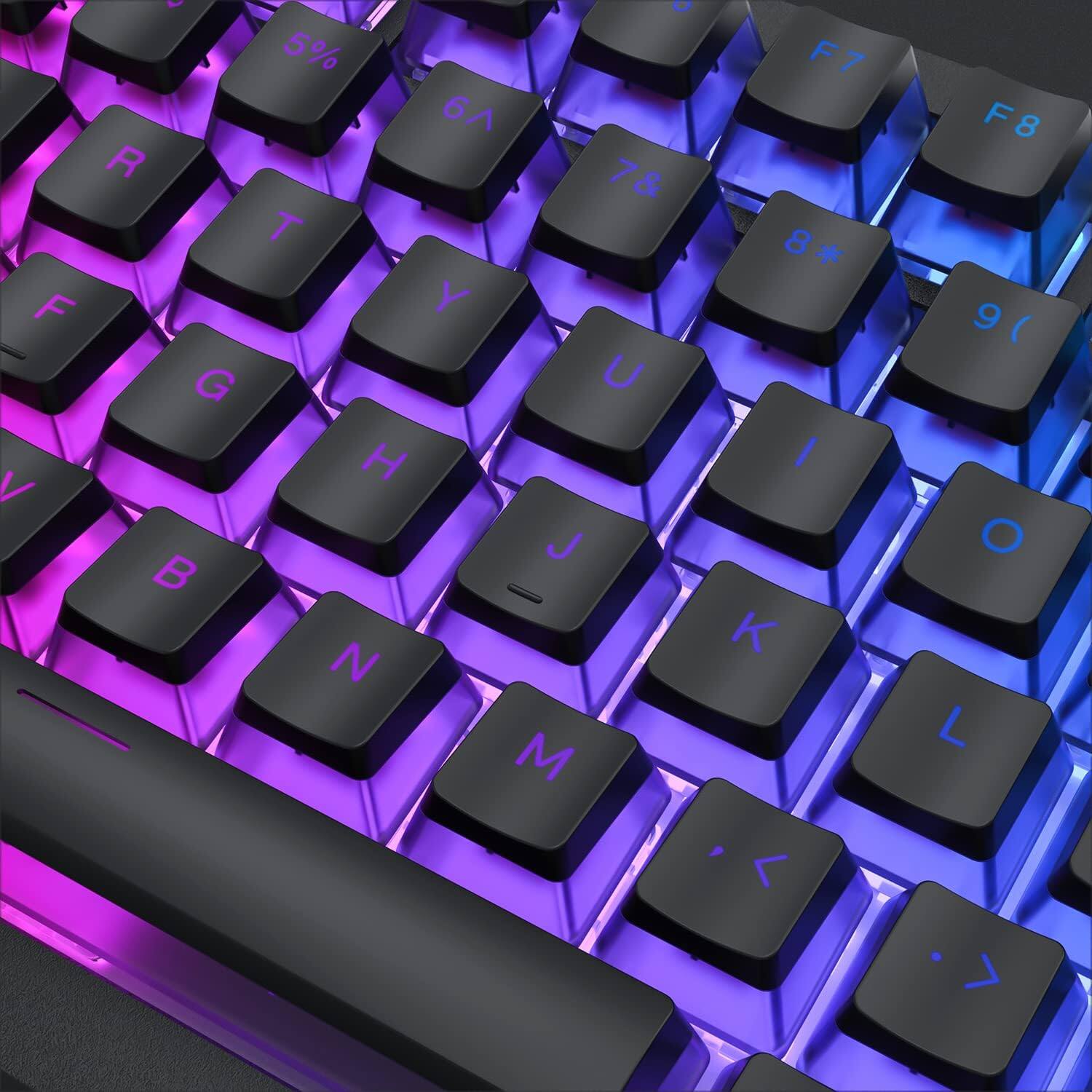 Alt View 1. Womier - Pudding Keycaps,Shine Through Key Cap OEM Profile Custom Keys for Cherry MX-stem Switches Mechanical Keyboard - Black-Orange 165 Keys.