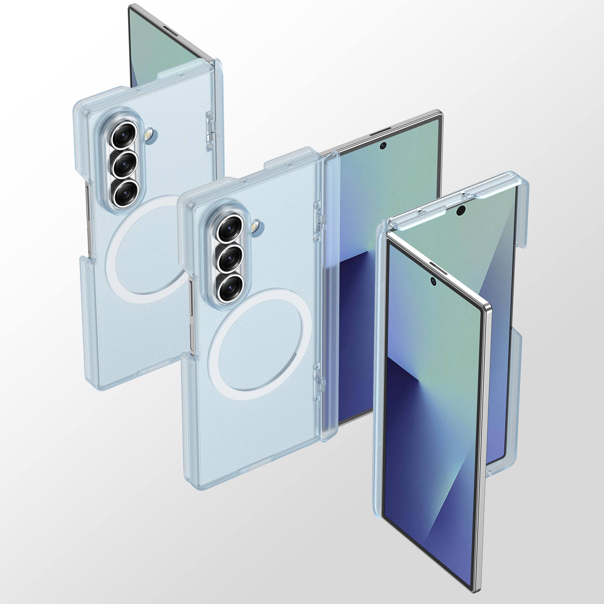 Angle. Dteck - Magnetic Matte Case for Samsung Galaxy Z Fold8 Ultra with Hinge Protection,Slim Hard PC Back Cover,No Front Frame Shell - Matteblue.