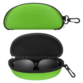 Unique Bargains - 2pcs Sunglasses Soft Case Hard Shell Zipper Holder with Metal Hook for Travel Sport - Green