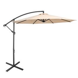 Costway - 10 FT Patio Offset Umbrella w/8 Ribs Cross Base Tilt - Beige