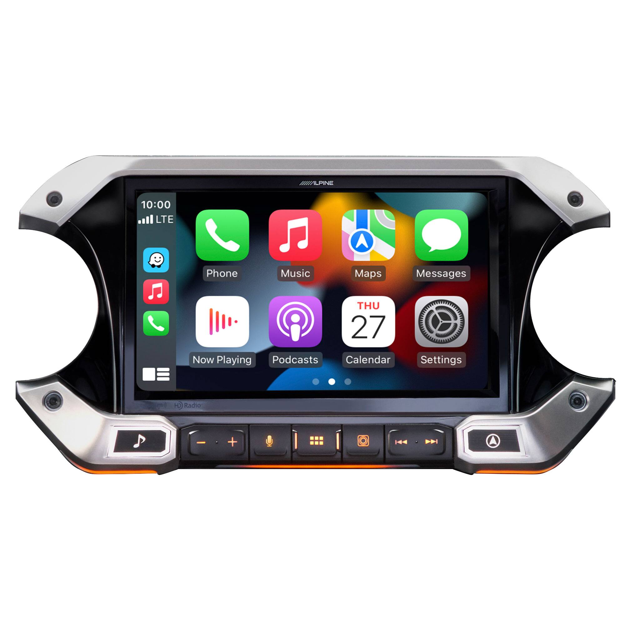 ALPINE  
10:00  
LTE  

Phone  
Music  
Maps  
Messages  
Now Playing  
Podcasts  
THU 27  
Calendar  
Settings  

P  
Radio