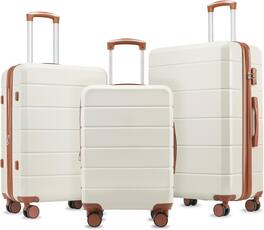 LUGGEX - 20" 24" 28" 3-Piece Luggage Set, Expandable ABS Hardside Suitcase with Double Spinner Wheels & TSA Lock - H1 - White