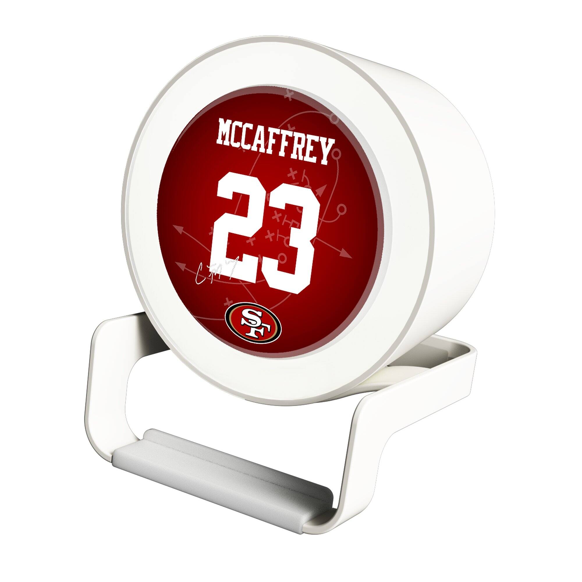 Front. Keyscaper - Christian McCaffrey White San Francisco 49ers Night Light Charger and Bluetooth Speaker - White.