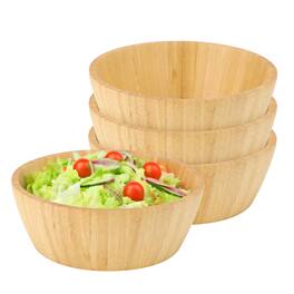 MegaChef - 4 Piece 8 Inch Bamboo Wood Salad Bowl Set - Brown