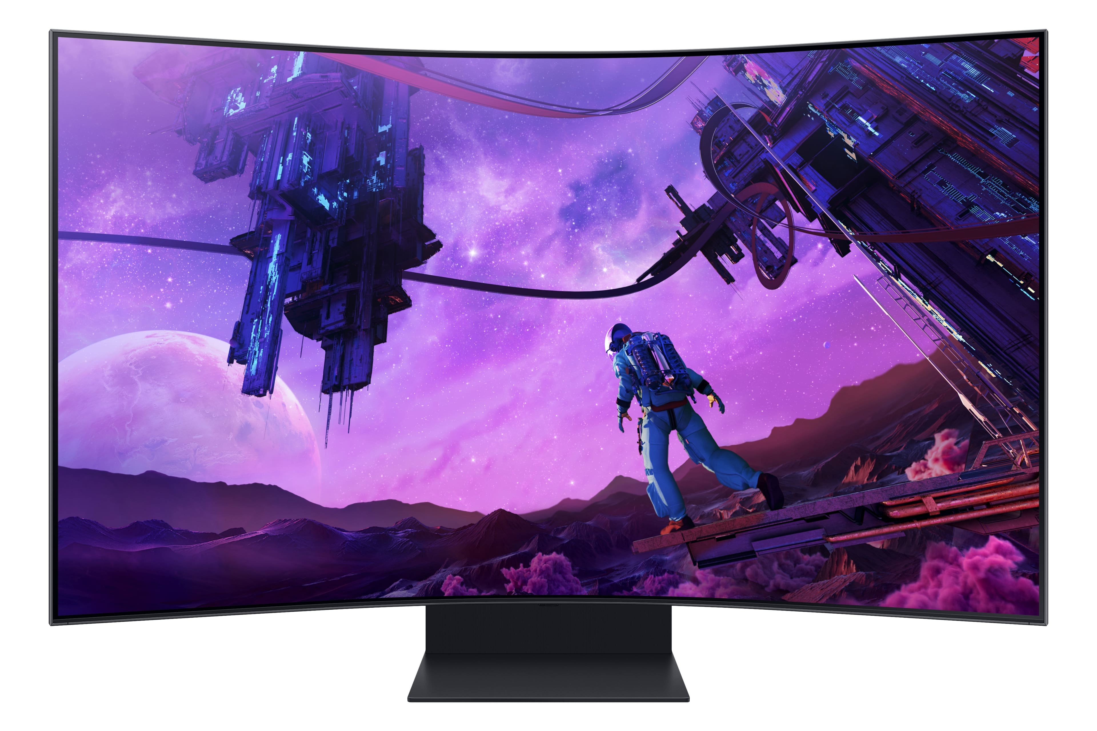 Alt View 12. Samsung - Odyssey Ark 55” LED Curved 4K UHD Gaming Monitor - Black.
