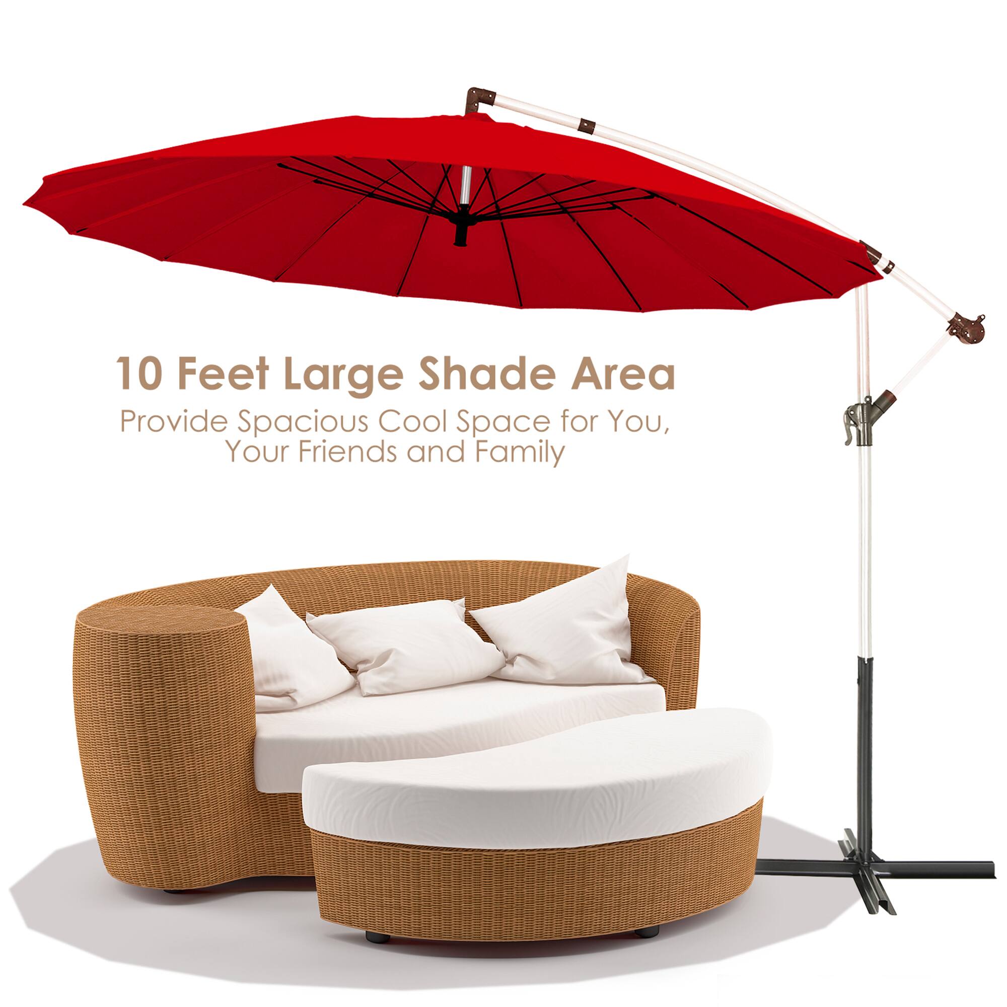 10 Feet Large Shade Area
Provide Spacious Cool Space for You, Your Friends and Family