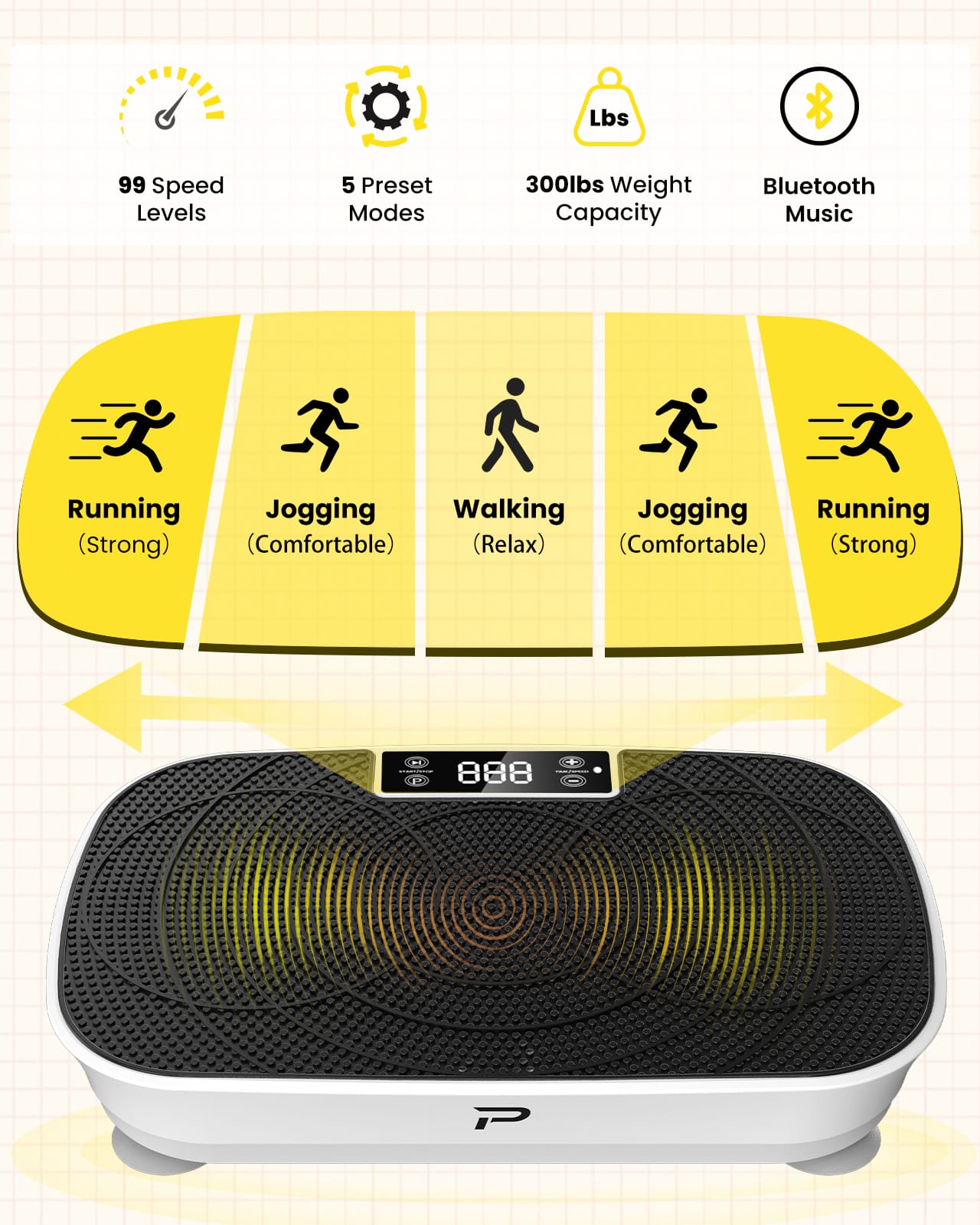 KERDOM Powerful 99 Speed Vibration Plate Gym, Bluetooth Audio