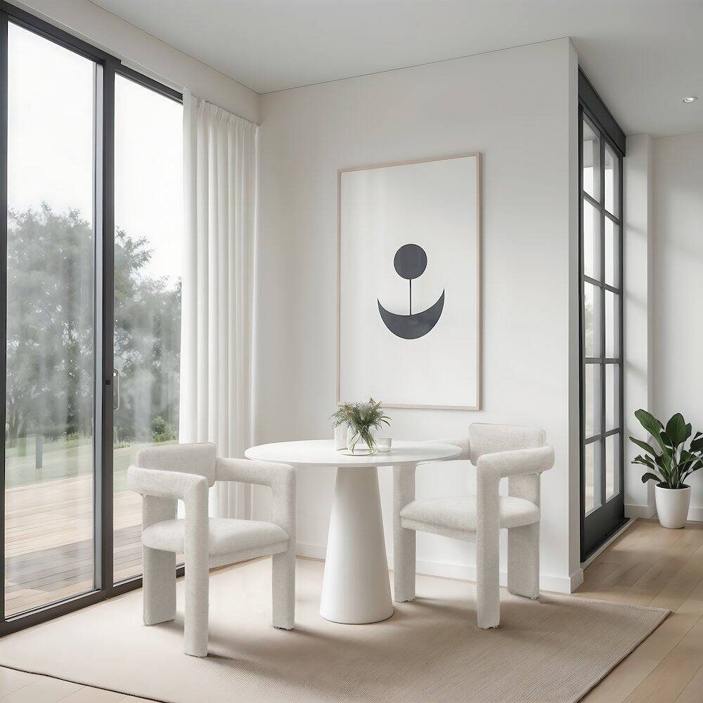 Alt View 1. Meridian Furniture - Brenda Cream Chenille Fabric Dining Chair, Set of 2 - Beige.