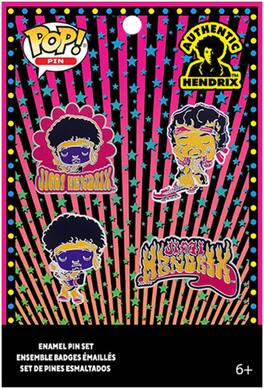 Funko - POP! 4PK PIN SET: JIMI HENDRIX - FLAMING GUITAR - APPAREL - Multicolor