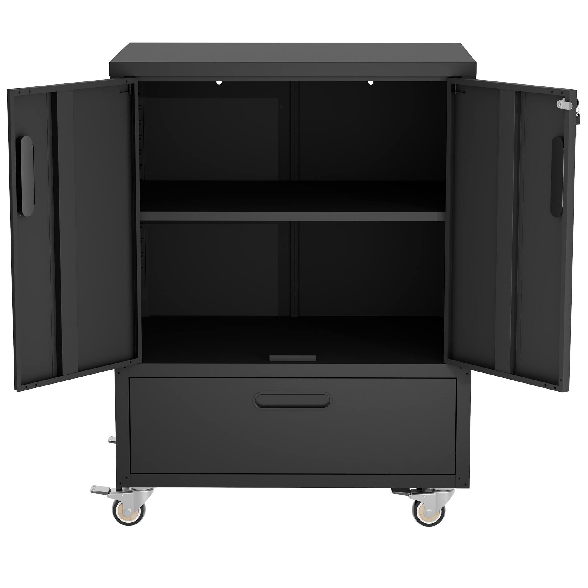 Alt View 4. LOVMOR - 40 inch H x 30 inch W x 20 inch D Mobile Tool Cart with Lockable Casters and Drawer Heavy Duty Steel Storage Organizer.