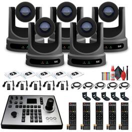5 x PTZOptics Move SE PTZ Camera with 20x Optical Zoom + PTZOptics PT-JOY-G4 Controller + 5 x Wall Mount