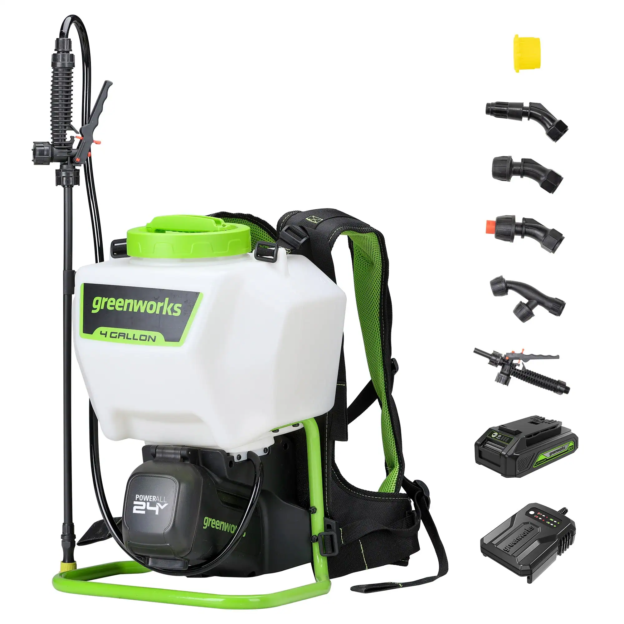 Greenworks - 24 Volt Backpack Sprayer with (1) 2.0 Ah Battery and Charger - Green