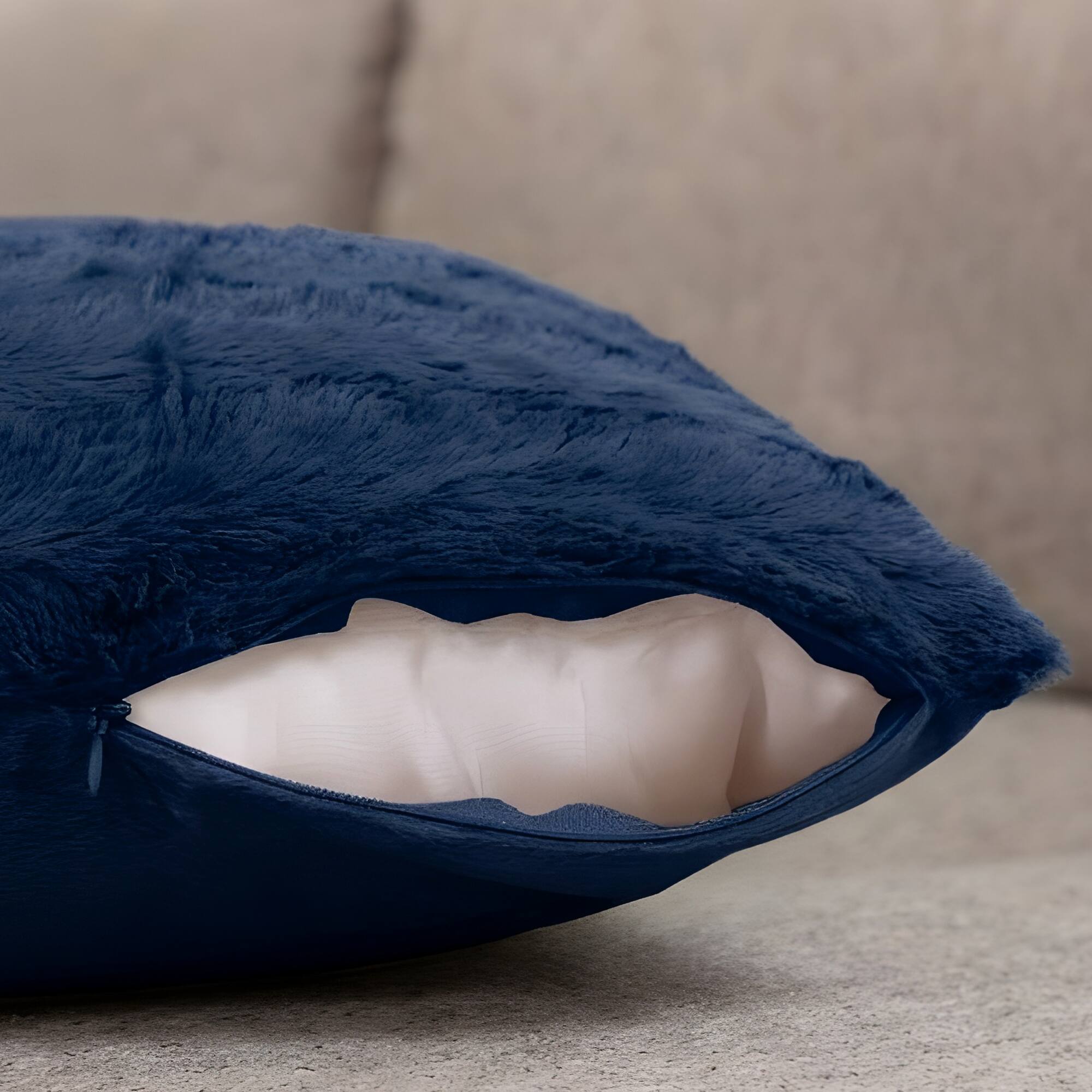 Alt View 1. Cheer Collection - Soft Faux Fur Body Pillow – 18x40-Inch Reversible Decorative Pillow with Removable Cover - Blue - Blue.
