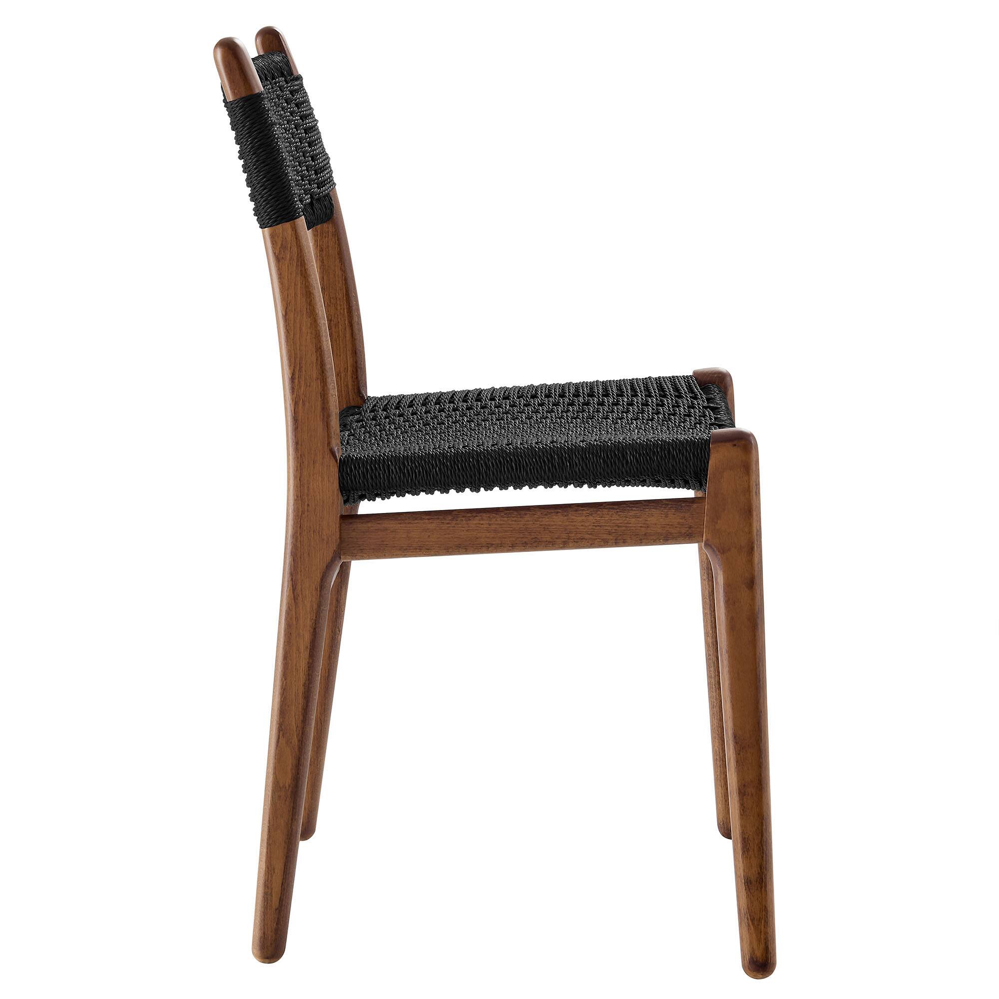 Alt View 2. Modway - Wynn Rope and Wood Dining Side Chair by Modway - Walnut Black.
