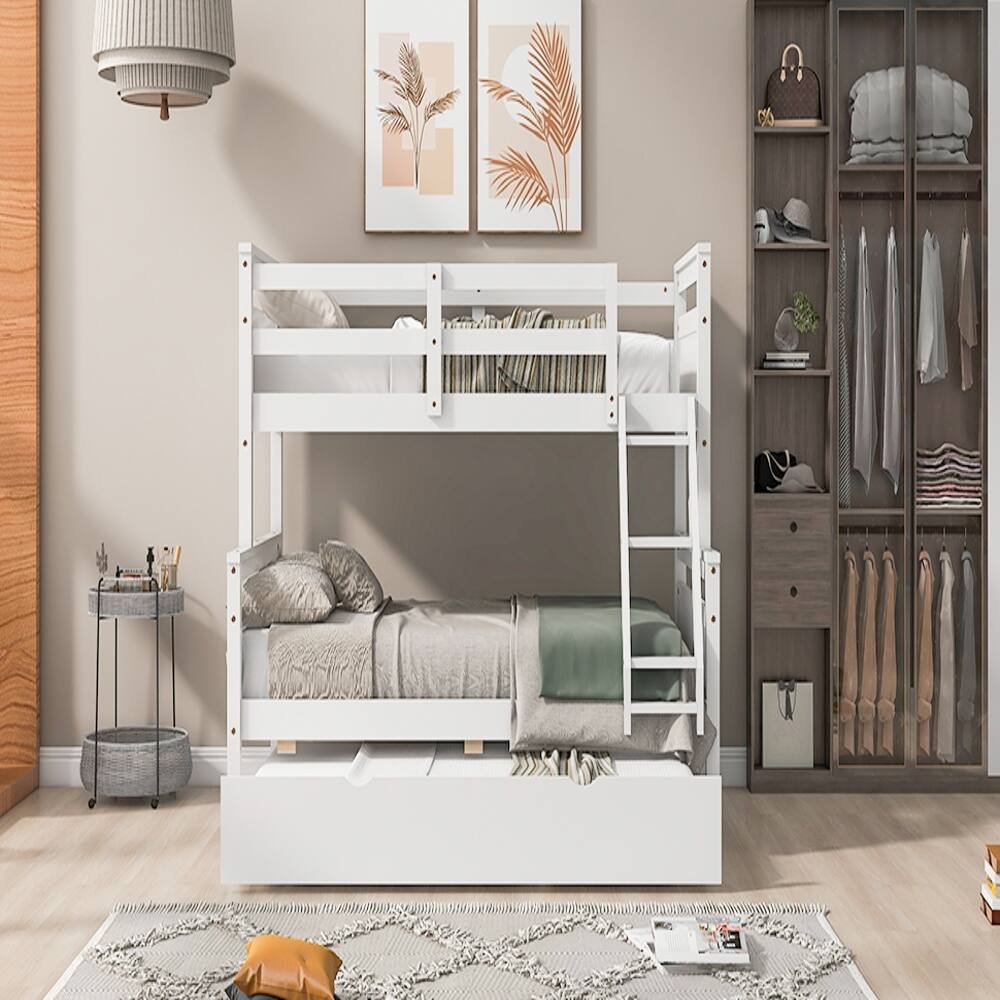 Alt View 2. Loheer - Loheer Twin Over Full Bunk Bed with Trundle White Solid Wood - White.