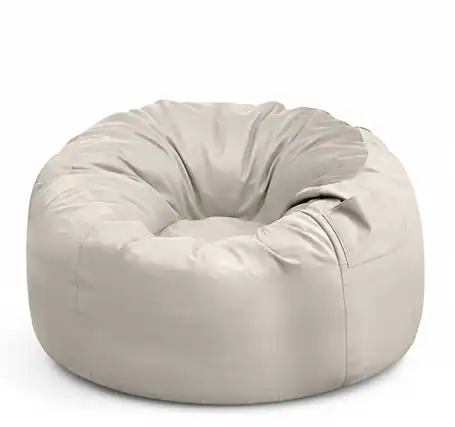 Front. AOITUN - Large 39" Adult Bean Bag Chair, Cream Waterproof Faux Leather Gaming Lounger with Storage Pocket - Gray.