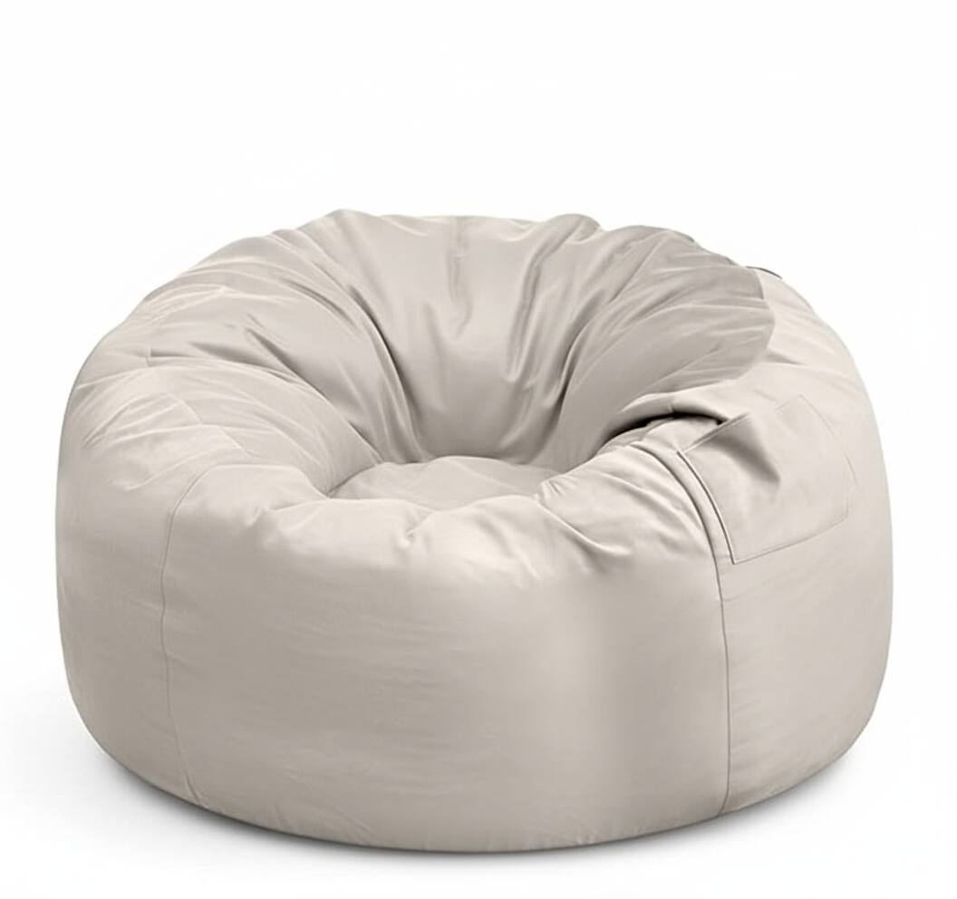 Front. AOITUN - Large 39" Adult Bean Bag Chair, Cream Waterproof Faux Leather Gaming Lounger with Storage Pocket - Gray.