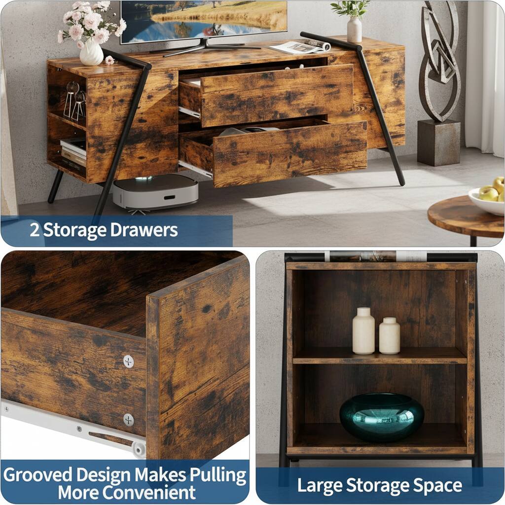 2 Storage Drawers  
Grooved Design Makes Pulling More Convenient  
Large Storage Space