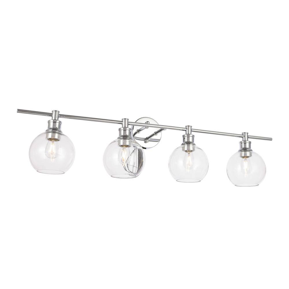 Back. Living District - Collier 4 light Chrome and Clear glass Wall sconce - Chrome And Clear Glass.