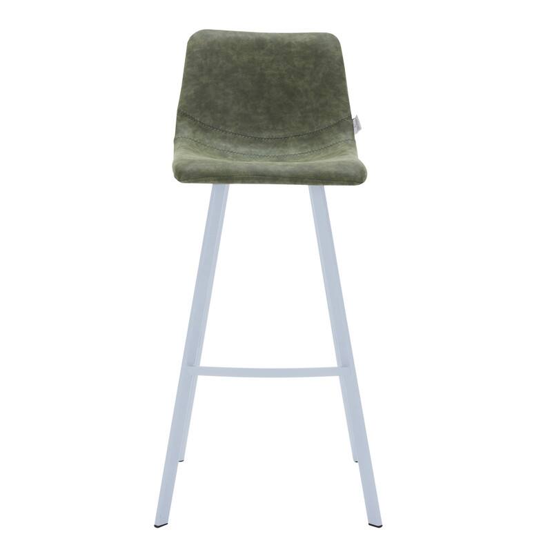LeisureMod Elland Bar Stool with White Base, Modern Upholstered Leather ...