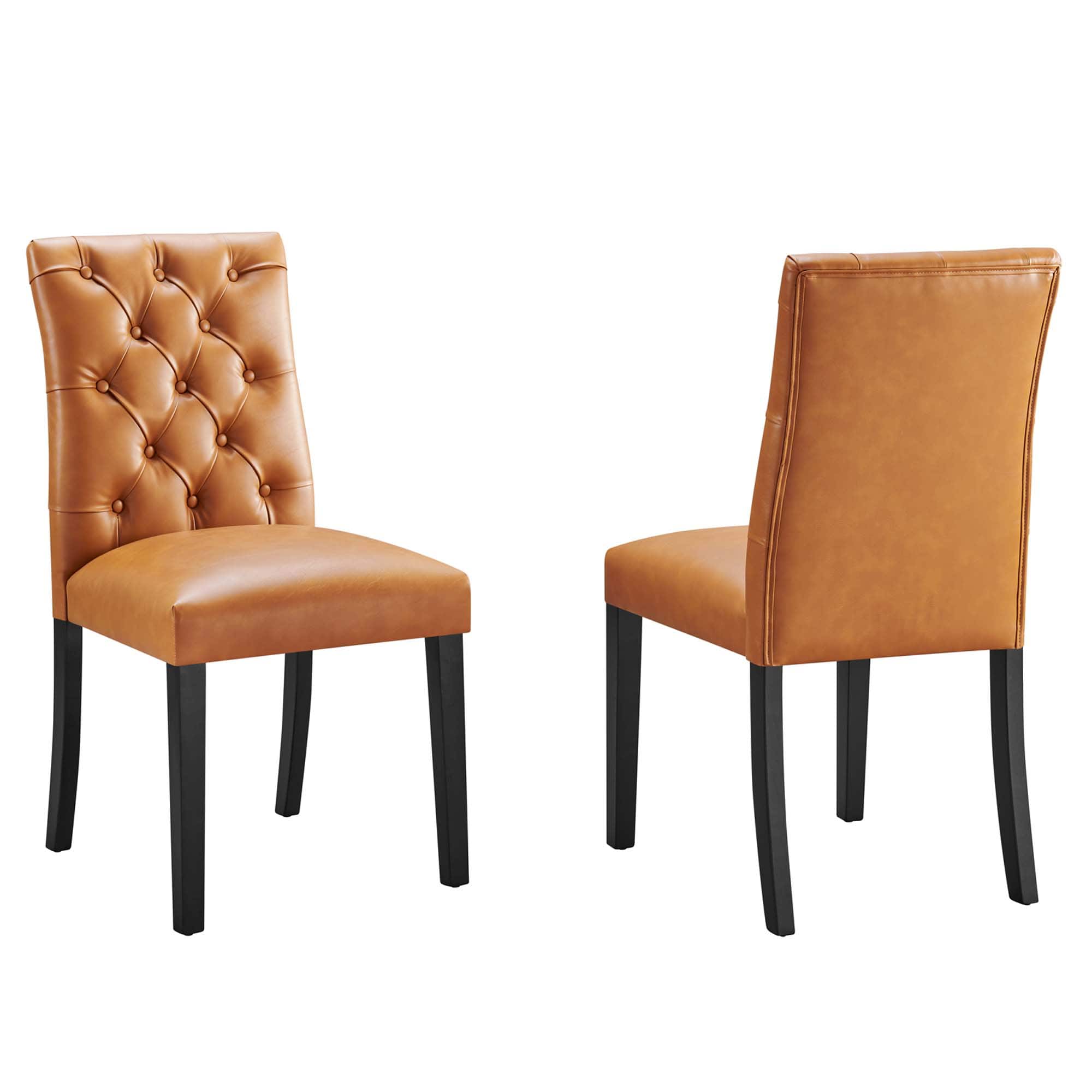 Duchess Vinyl Dining Chair Set of 2 by Modway - Brown