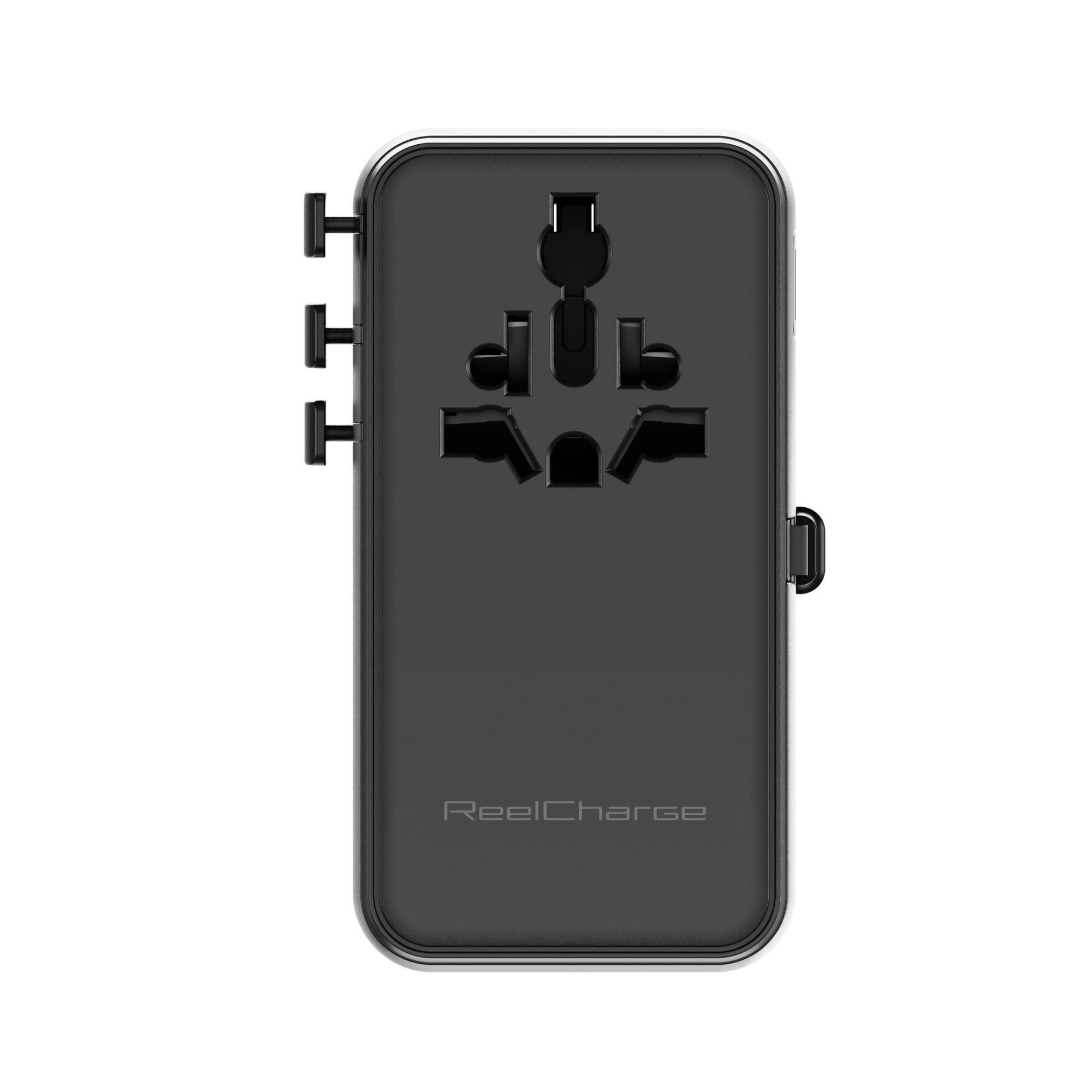 Angle. ReelCharge - ReelCharge 100W Global Travel Charger (Black).