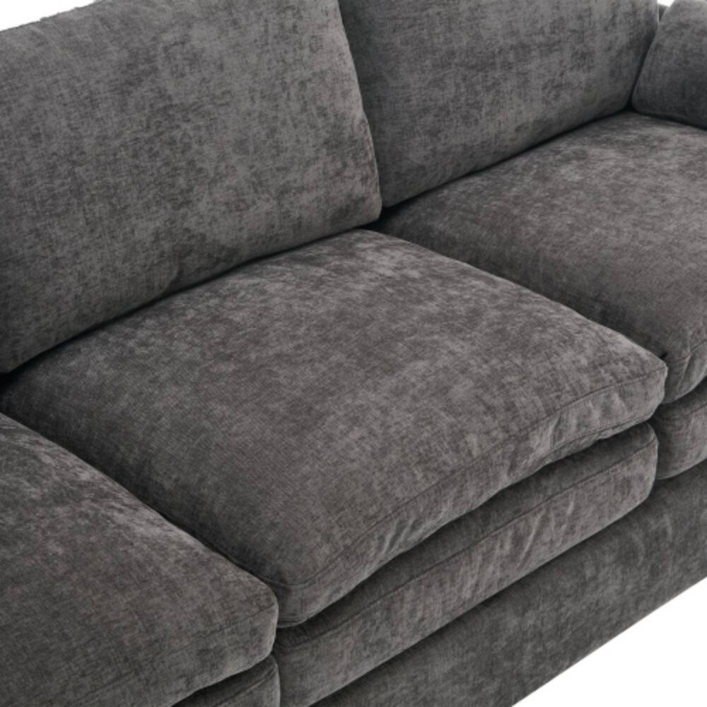 Alt View 4. LUCKY ONE - 68.1" Oversized Cozy Upholstered Loveseat Cloud Sofa w/ Double Cushion Lumbar Pillow - Grey.
